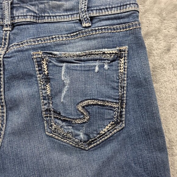 Silver Jeans Co Jeans Womens 32x27 Blue Suki Ankle Slim Stretch Distressed Curvy - Picture 4 of 11